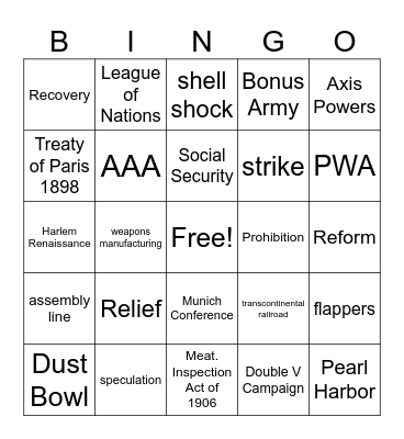US 2 review bingo Card