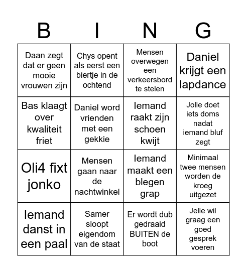 GENTSTUDENT Bingo Card