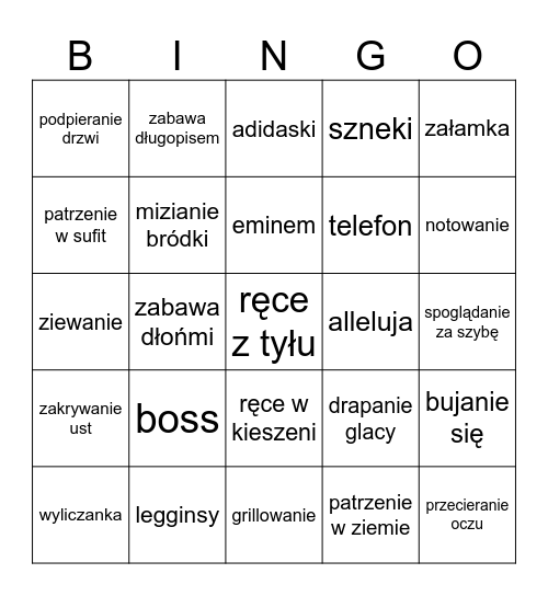 na opak Bingo Card