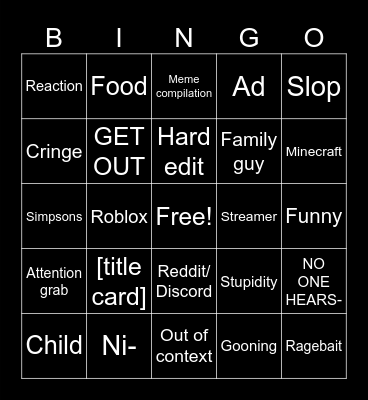 Yt shorts Bingo Card