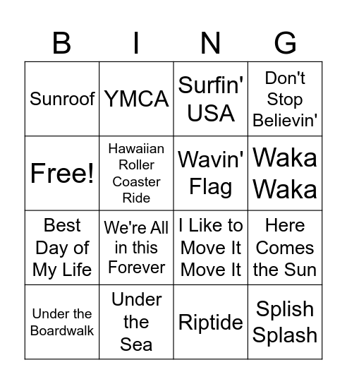 Summer Bingo Card