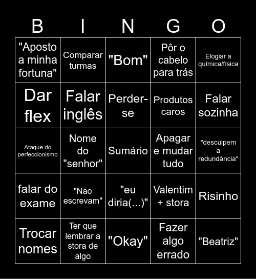 FQ Bingo Card