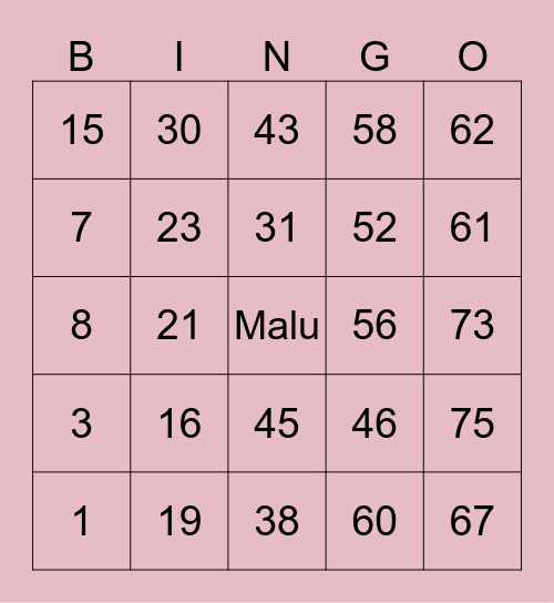 CHURRAS DA MALU Bingo Card