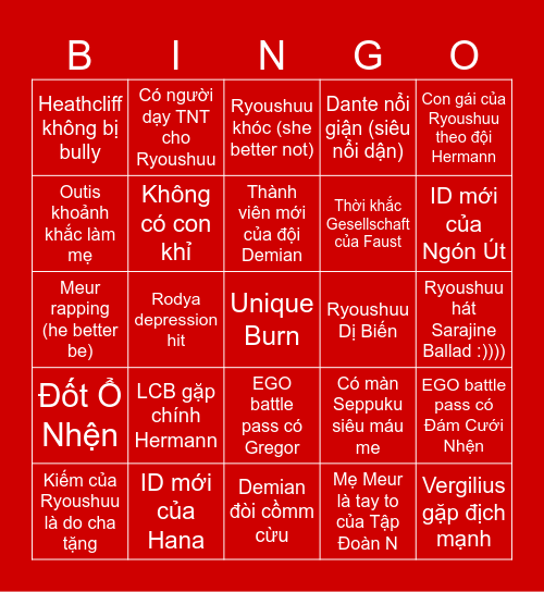 CANTO IX Bingo Card
