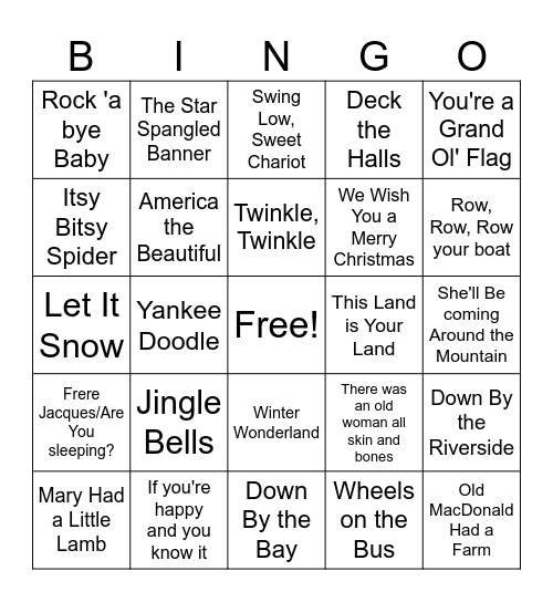 Songs Everyone Should Know-  Name that Tune Bingo Card