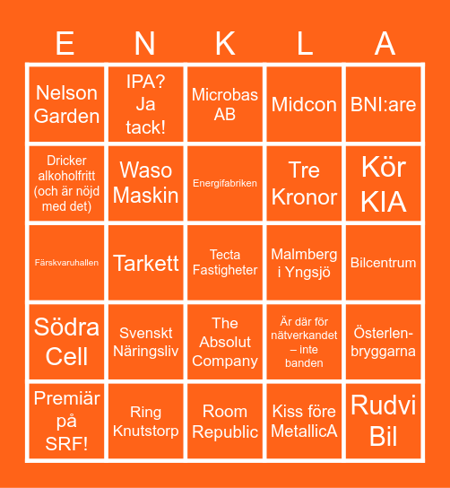 Sweden Rock Festival - Mingelbingo Card