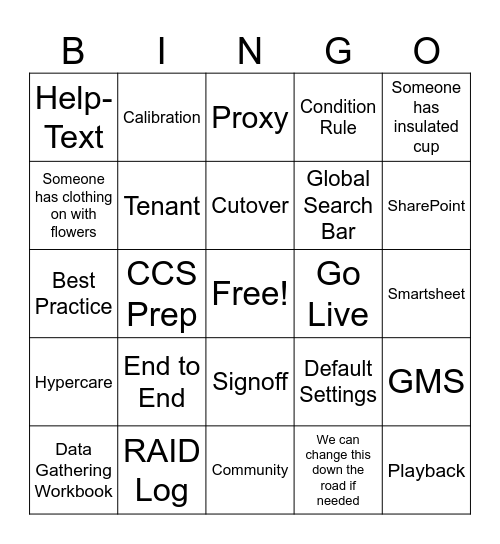 Workset B Talent Bingo Card