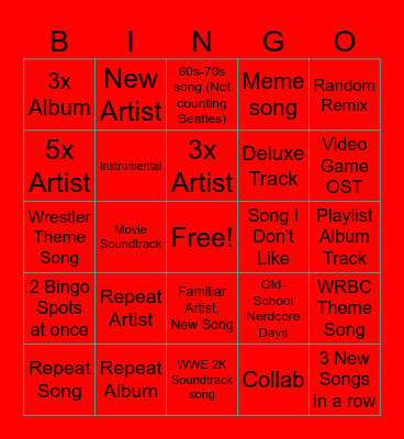 Apple Music Bingo Card