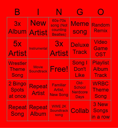 Apple Music Bingo Card