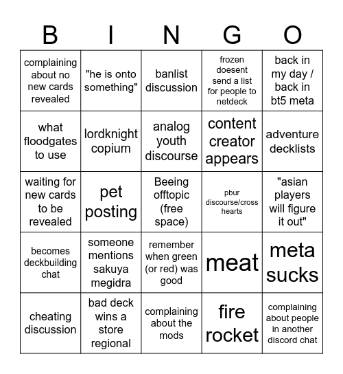 meta chat bingo Card