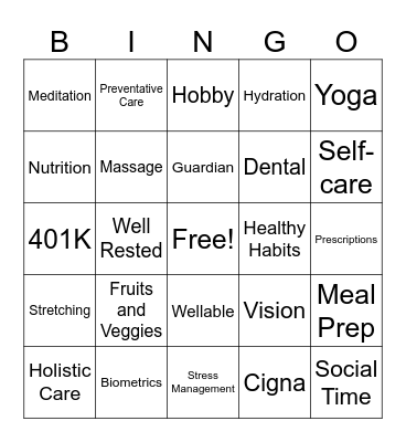 2025 Health Fair Bingo Card