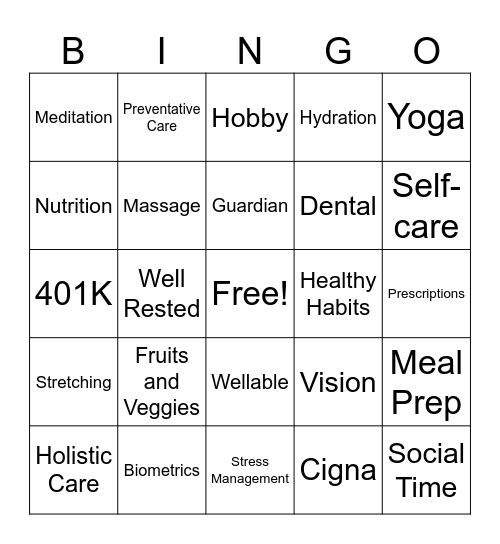 2025 Health Fair Bingo Card