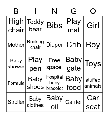 Baby bingo! Bingo Card