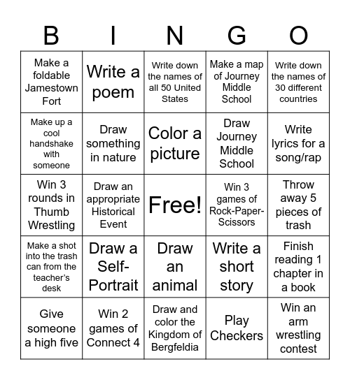 Bergfeldia Bingo Card