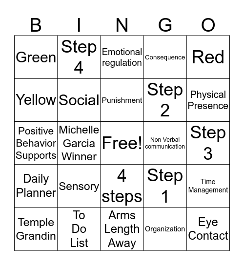 COPES Bingo Card