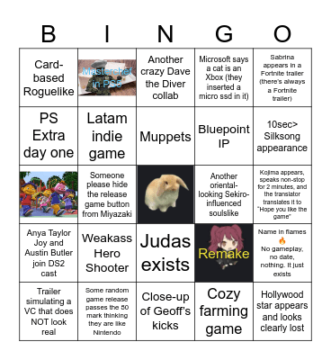 Geoff’s First Birthday Bingo Card