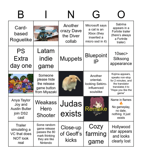 Geoff’s First Birthday Bingo Card