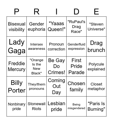 UC Chem Pride Bingo 2025 Bingo Card