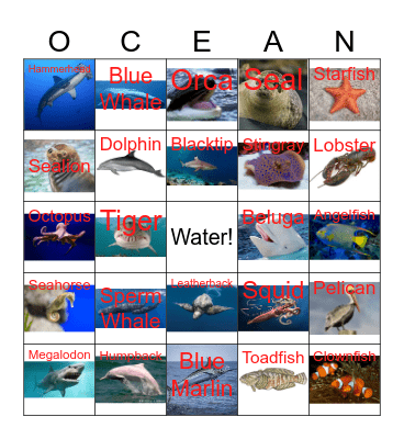 Ocean Bingo Card
