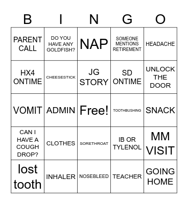 PVS Bingo Card