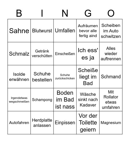 Scheißparaden Bingo Card