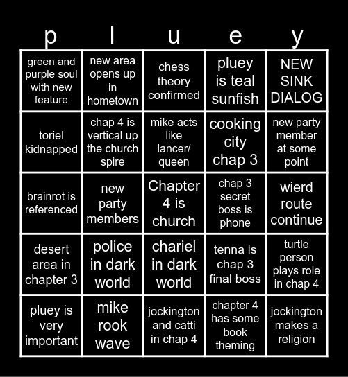 deltarune tomorrow Bingo Card
