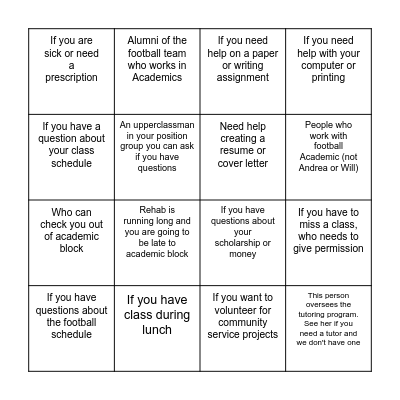 Microsoft Word  Bingo Card