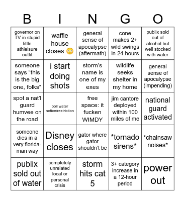 hurricane bingo 2025 Bingo Card