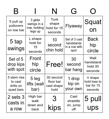Bars Bingo Card