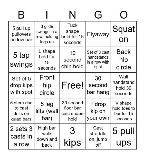 Bars Bingo Card