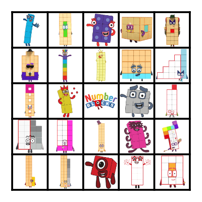 Numberblocks Bingo Card