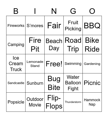 DCA Summer Send Off Bingo Card