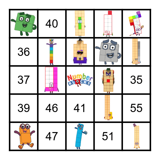 Numberblocks Bingo Card
