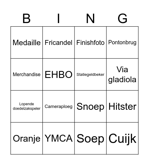 4e dag Vierdaagse Bingo Card