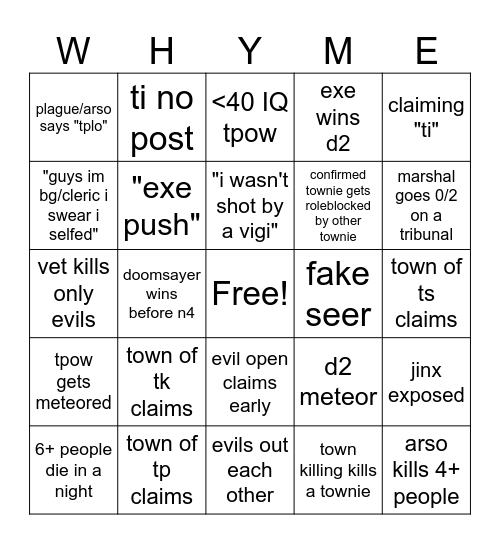 town of salem 2 bingo Card