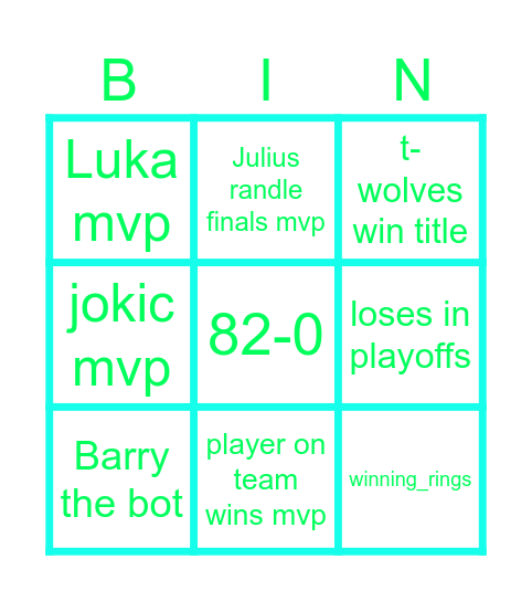 Danny 2k Bingo Card