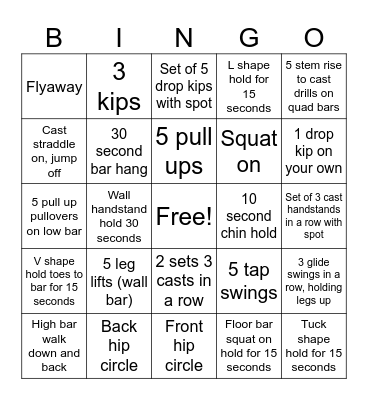 Bars Bingo Card