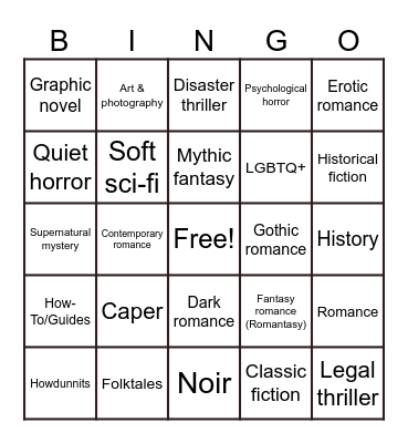 Genre Bingo Card