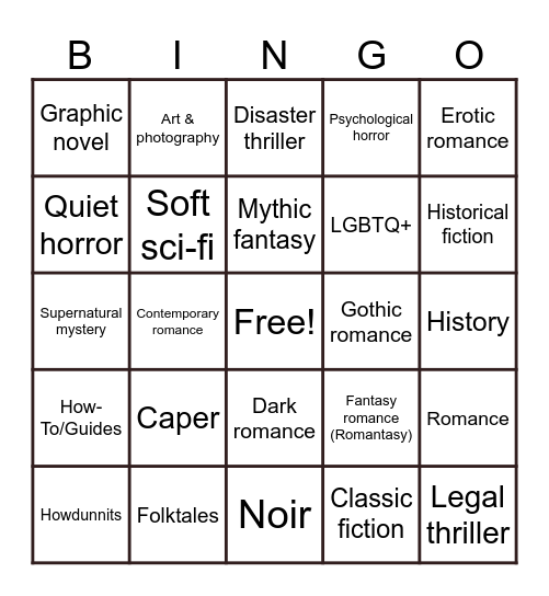 Genre Bingo Card