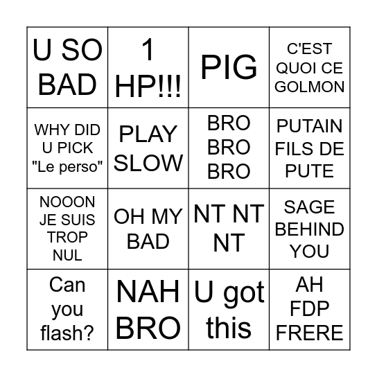 TONY sur VALO Bingo Card