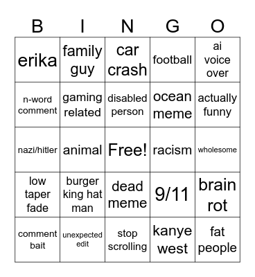 instagram reels bing Bingo Card