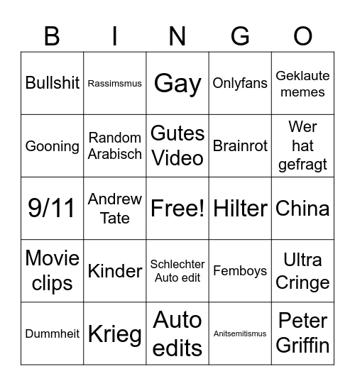 Instagram bing Bingo Card
