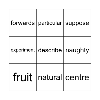 Common exception words Bingo Card