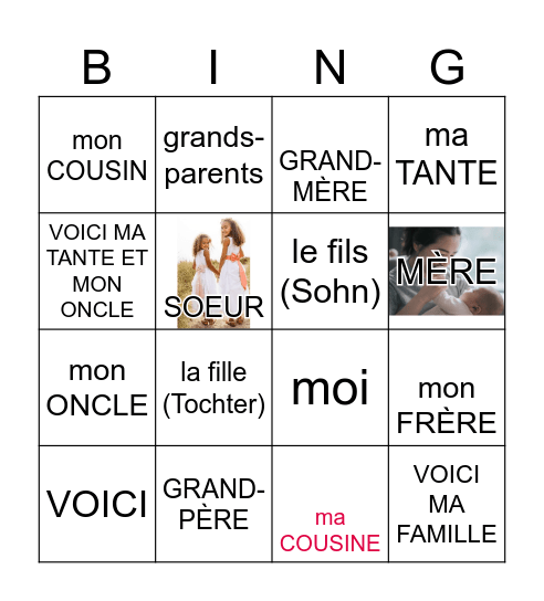 FAMILLE   BINGO Card