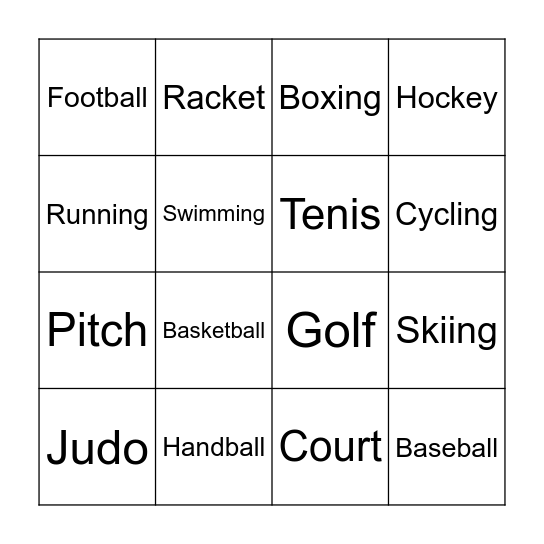 Sports Bingo Card