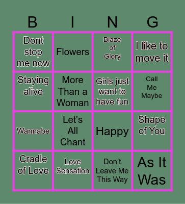 MUSICAL BINGO! Bingo Card