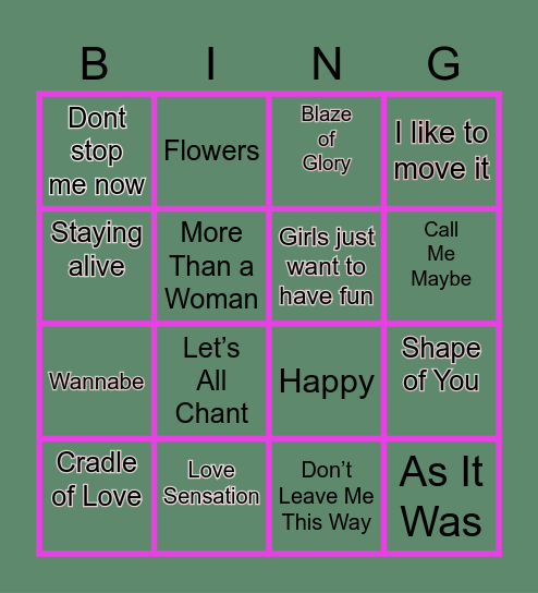 MUSICAL BINGO! Bingo Card