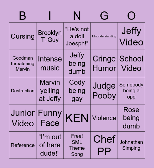 SML Bingo Card