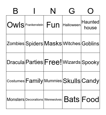 Spookiest Bingo Around! Bingo Card
