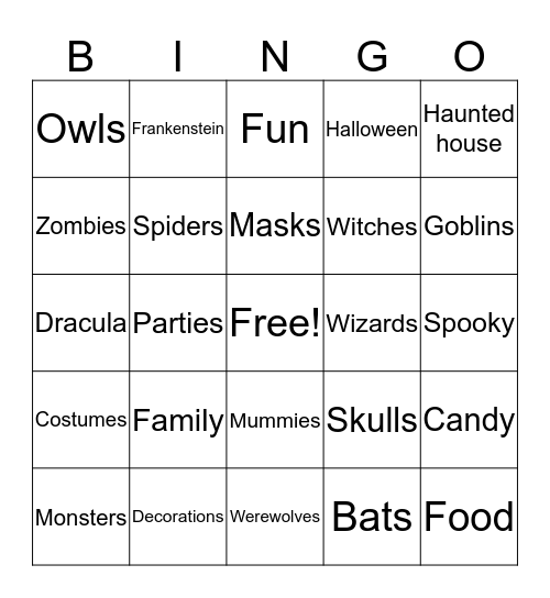 Spookiest Bingo Around! Bingo Card